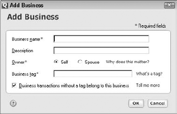 The Add Business dialog box.