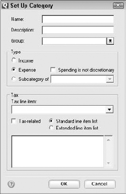 The Set Up Category dialog box.