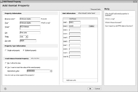 The Add Rental Property dialog box.