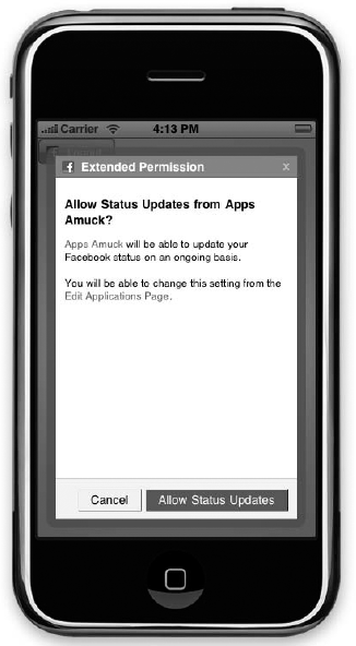 Extended Permission screen