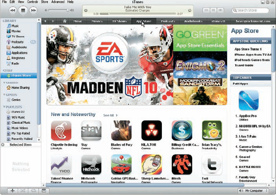 The Apps front page in the App Store section of the iTunes Store.