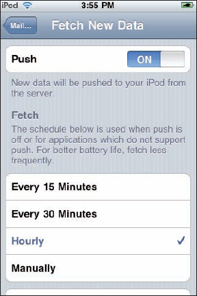 Push and Fetch settings that affect all accounts.