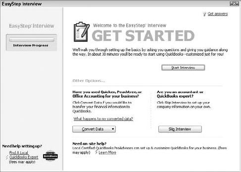 The EasyStep Interview dialog box.