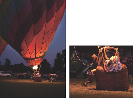 The inset in this image shows the balloon anchor team and the digital noise that is prevalent at ISO 800. This type of digital color noise becomes more apparent and objectionable when the image is sharpened in Adobe Photoshop, as it was here. Exposure: ISO 800, F/2.8, 1/400 second using −1/3 stop Exposure Compensation.