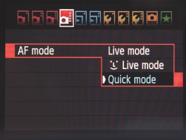 These are the focusing mode options that are available on the Shooting 4 menu.