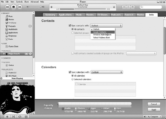 Synchronize contacts and calendars with an iPod touch (or iPhone).