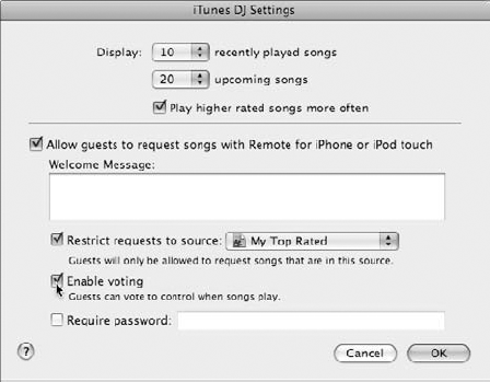 Change the iTunes DJ settings.