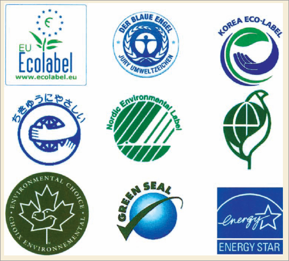 International Eco-labels: These eco-labels are from the European Union, Germany, Korea, Japan, Norway, Taiwan, Germany, Canada, and the United States. Source: http://www.gdrc.org/sustbiz/green/doc-label_programmes.html