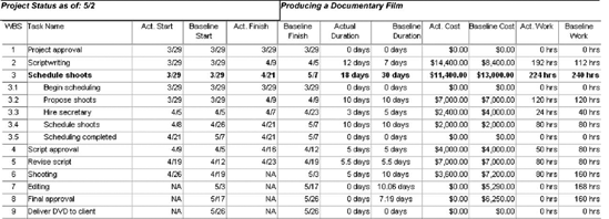 MSP Project Status Report for DVD Project, 5/2