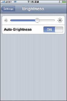 Sliding this control adjusts screen brightness.