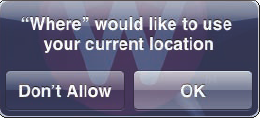 The Where app wants to know where you are.