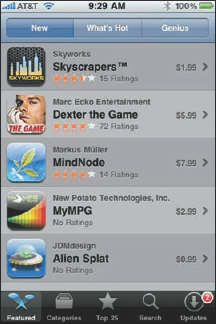 The icons across the bottom represent the five sections of the App Store.