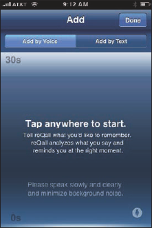 Tap this screen and speak for up to 30 seconds.