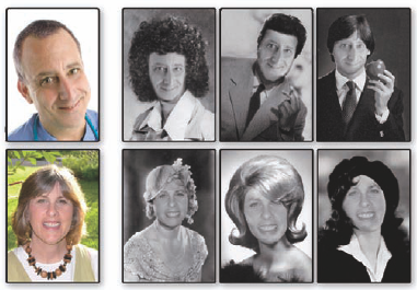 The original photos of Bob and his wife Lisa are on the far left; the three OldBooth images of each appear to the right of them.