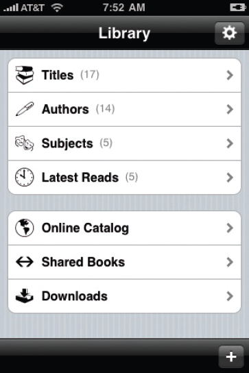 Stanza's Library page: the app's main dashboard