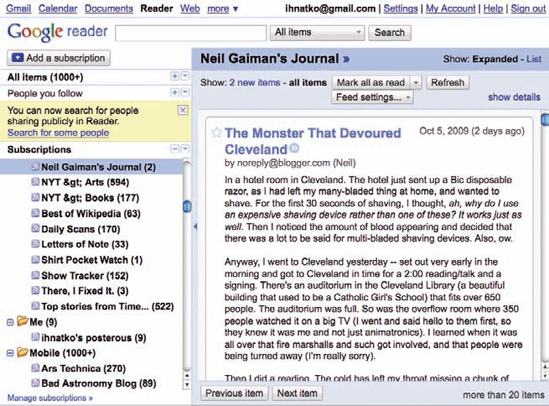 Google Reader: all the news stuff from all your favorite sites