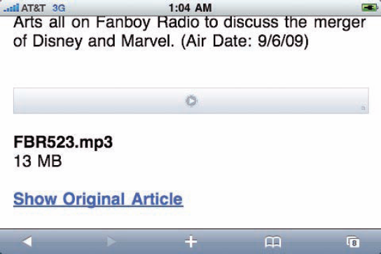 A link to the actual online MP3 file is embedded in the episode description.