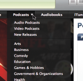 Podcast categories on the Directory's front page