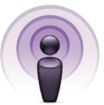 Apple's own little podcast icon; clicking on this icon on a Web page might subscribe you to a podcast.