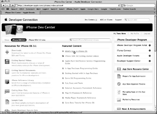 The iPhone Dev Center with resources and downloads.