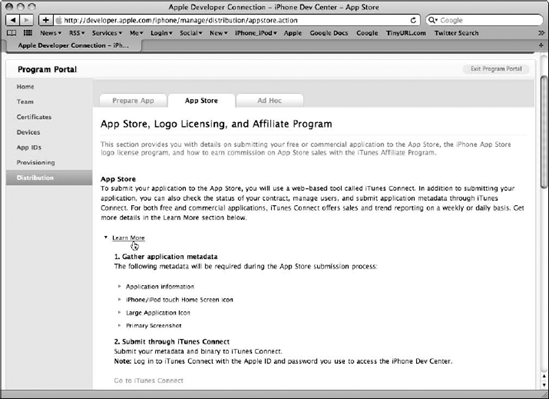 The App Store, Logo Licensing, and Affiliate Program page.