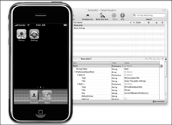 Run the Settings app in the iPhone Simulator.