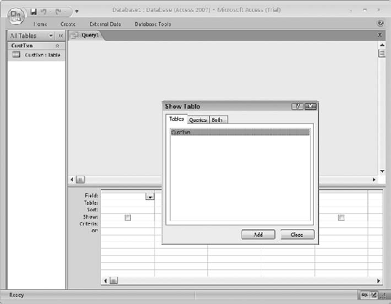 When a database has more than one table, you often must add two or more tables to the design grid from the Show Table window.