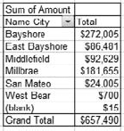 This is the same pivot table as in Figure 3.1, but the column field has been removed.