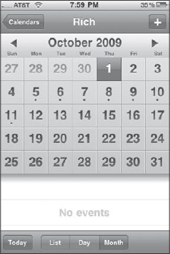 iCal now puts its calendar view toggle buttons on the bottom.