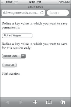 A new browser session shows just the permanent key-value.