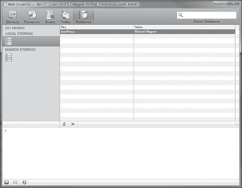 Interact with key-value pairs in the Databases panel of the Safari Web Inspector