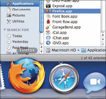 Because I frequently use Firefox, I've added its icon to my Dock.