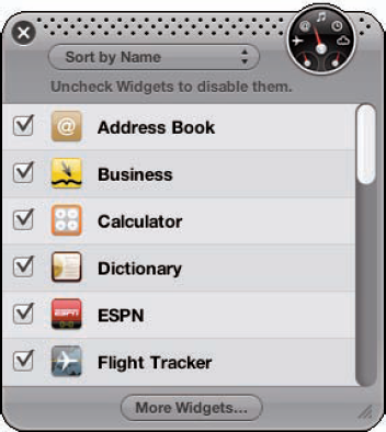 Use the Widgets Manager to work with your widgets.