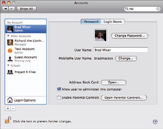 Use the Accounts tool in the System Preferences application to create and manage user accounts on your MacBook.