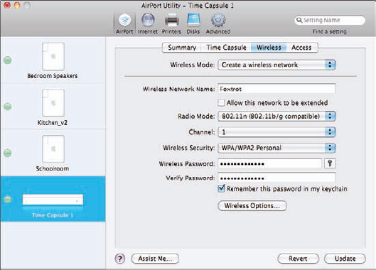 Use the Wireless sub-tab to create the wireless network provided by the base station.