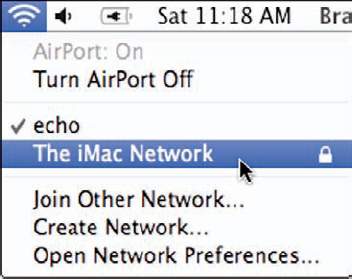 The AirPort menu is a fast and easy way to identify wireless networks in range of your MacBook.