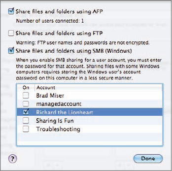 Activate Windows file sharing on the Options sheet.