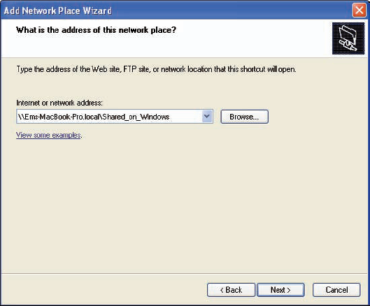 Type the path to the folder you want to share with Windows PCs.