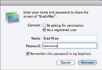 Use the Share Screen Permission dialog box to access another Mac on your network.