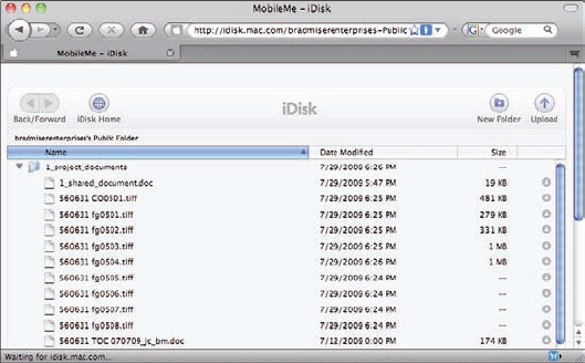 Working with your Public folder in a Web browser is similar to using a folder on your desktop.