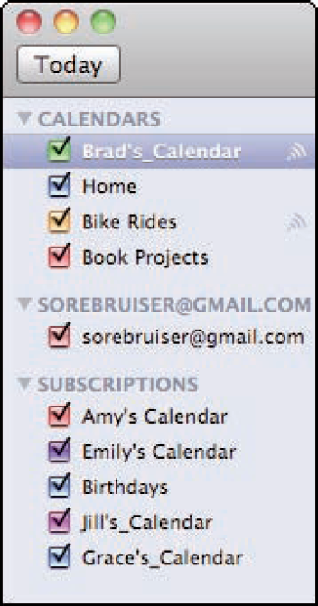 Calendars you create are shown in the CALENDARS section of the Calendars list.
