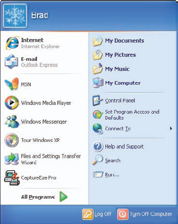 To shut Windows down, use the Turn Off Computer command on the Start menu.