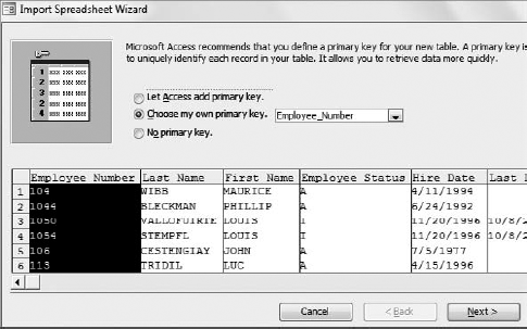 Define which field will be your primary key.