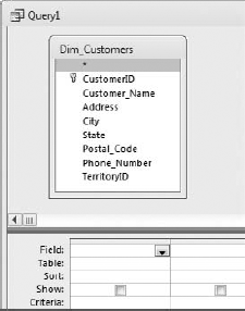 The Query Design view allows you to query all fields easily.