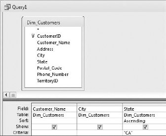 The Criteria section is where you type in a value for which you want to filter the data.