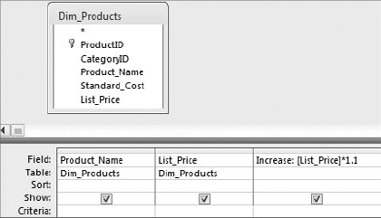 In this query, you are using a constant to calculate a 10 percent price increase.