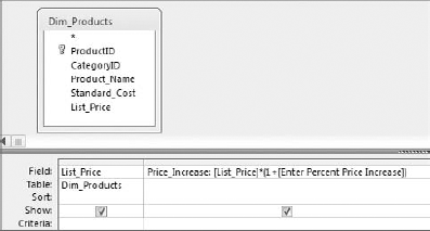 You can use parameters in calculations, enabling you to change the calculations variables each time you run the query.