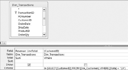 This query uses the IN operator with a subquery, allowing you to run two queries in one.