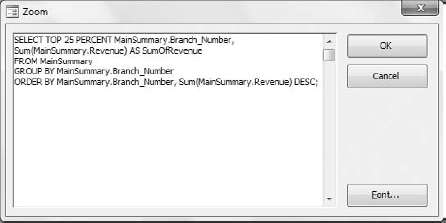 Paste the SQL statement into the Criteria row of Branch_Number.