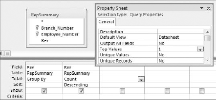 Set the Top Values property to 1.